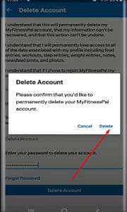 delete or not in myfitnesspal