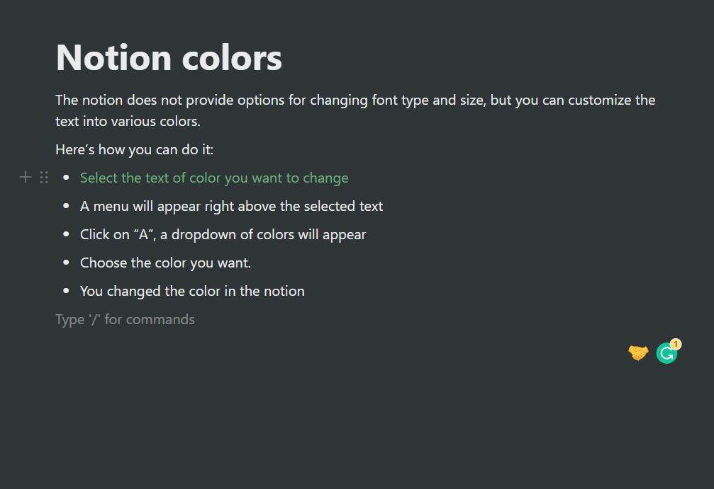 text colored in notion page