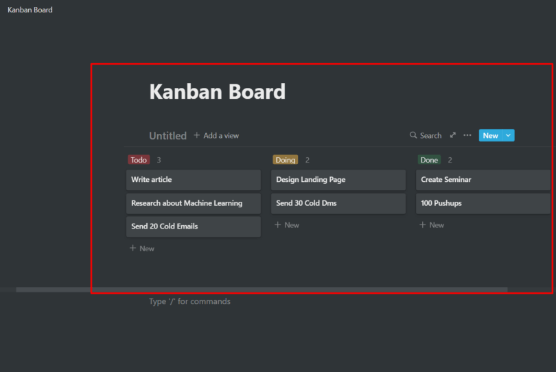 Adding task in kanban board